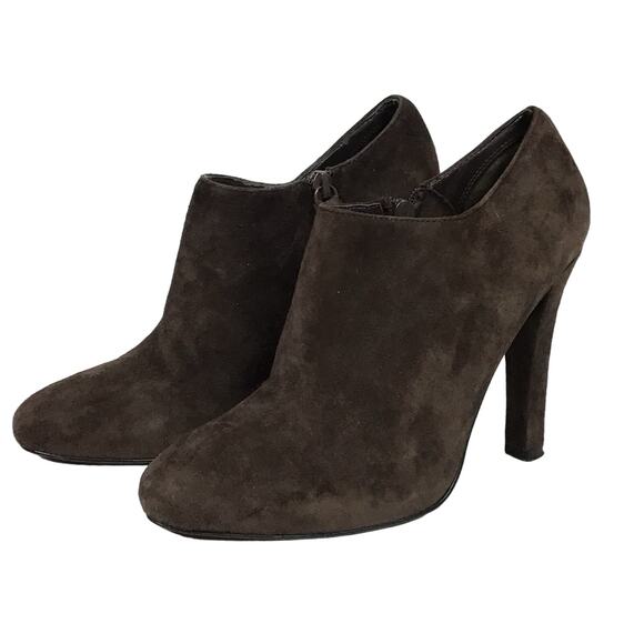 Lauren Ralph Lauren Janae Dark Brown Suede Nubuck Leather Ankle Boot Bootie sz 7 - Picture 1 of 9